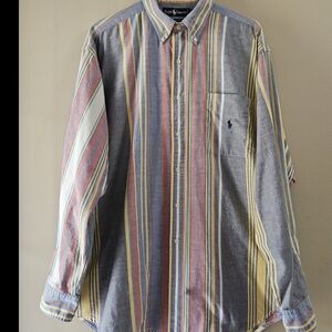 Vintage 90s Ralph Lauren "The Big Shirt" Striped Oxford - Size L Oversized
